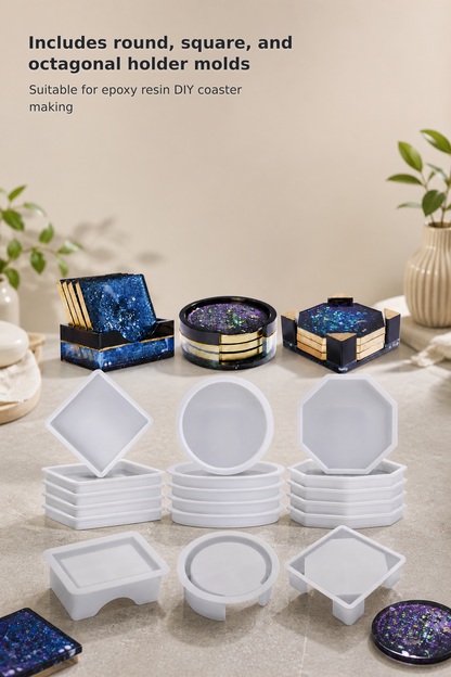 18-Piece Silicone Resin Coaster Mold Set